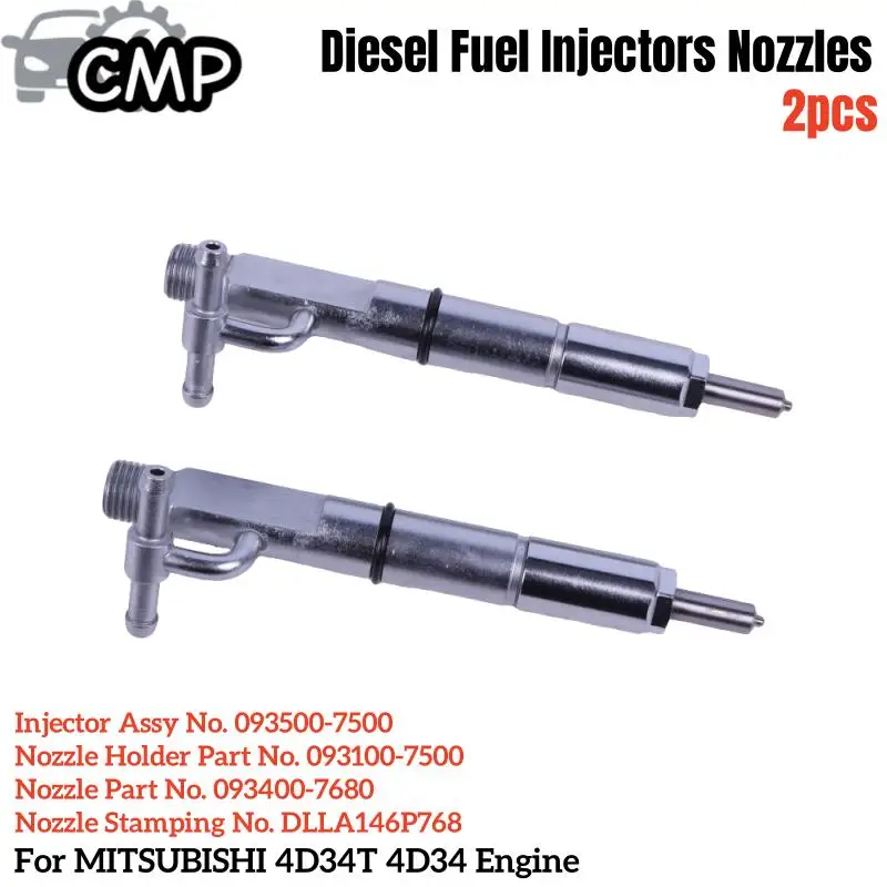 

2pcs/lot 093500-7500 Diesel Fuel Injectors Nozzles Fit For MITSUBISHI 4D34T 4D34 Engine Truck Engine Repair Replacement Parts