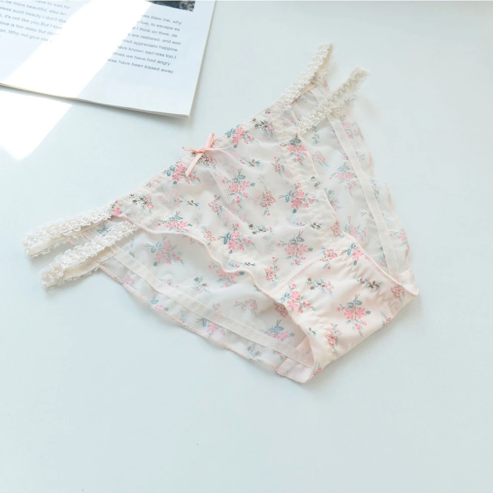 

New Sexy Bow Transparent Froal Girls Mesh Panties Lingerie Lace Briefs Flower Underwear