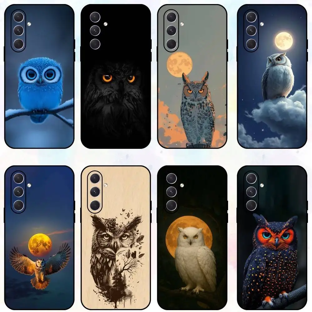 

Cute A-Animal Owl Phone Case For Samsung Galaxy A73,A72,A71,A70,A53,A52,A51,Others Soft Black Shell