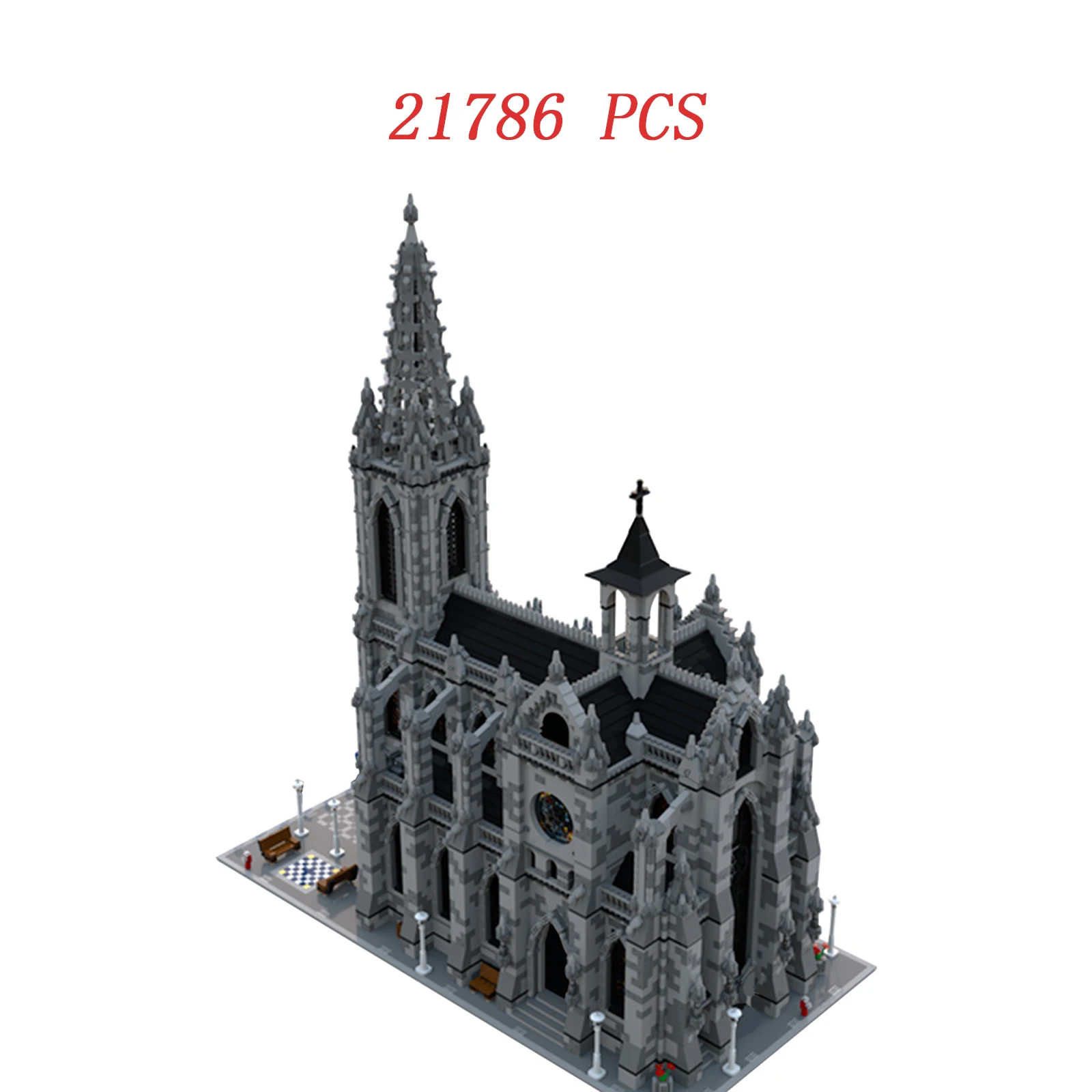 Modular Medieval Church Winter Style Cathedral Andrew\'s Church Building Block Toys Set for Adults and Kids Christmas Gifts