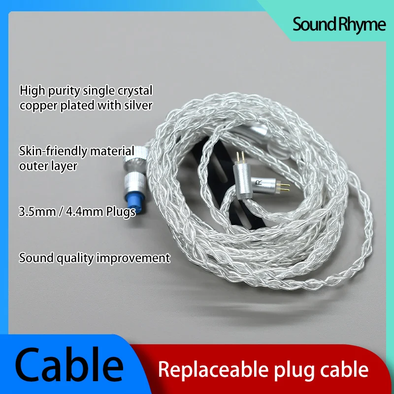 

Кабель для аудиоинтерфейса Sound Rhyme с высококачественным однокристальным медным серебрением, со сменными разъемами 3.5мм/4.4мм, для улучшения звука