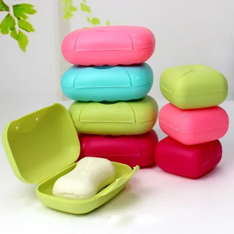 

Portable Travel Soap Box Container Bathroom Acc Home Plastic Soap-Boxes with Cover Small/big Sizes Candy Color Soaps Dish Holder