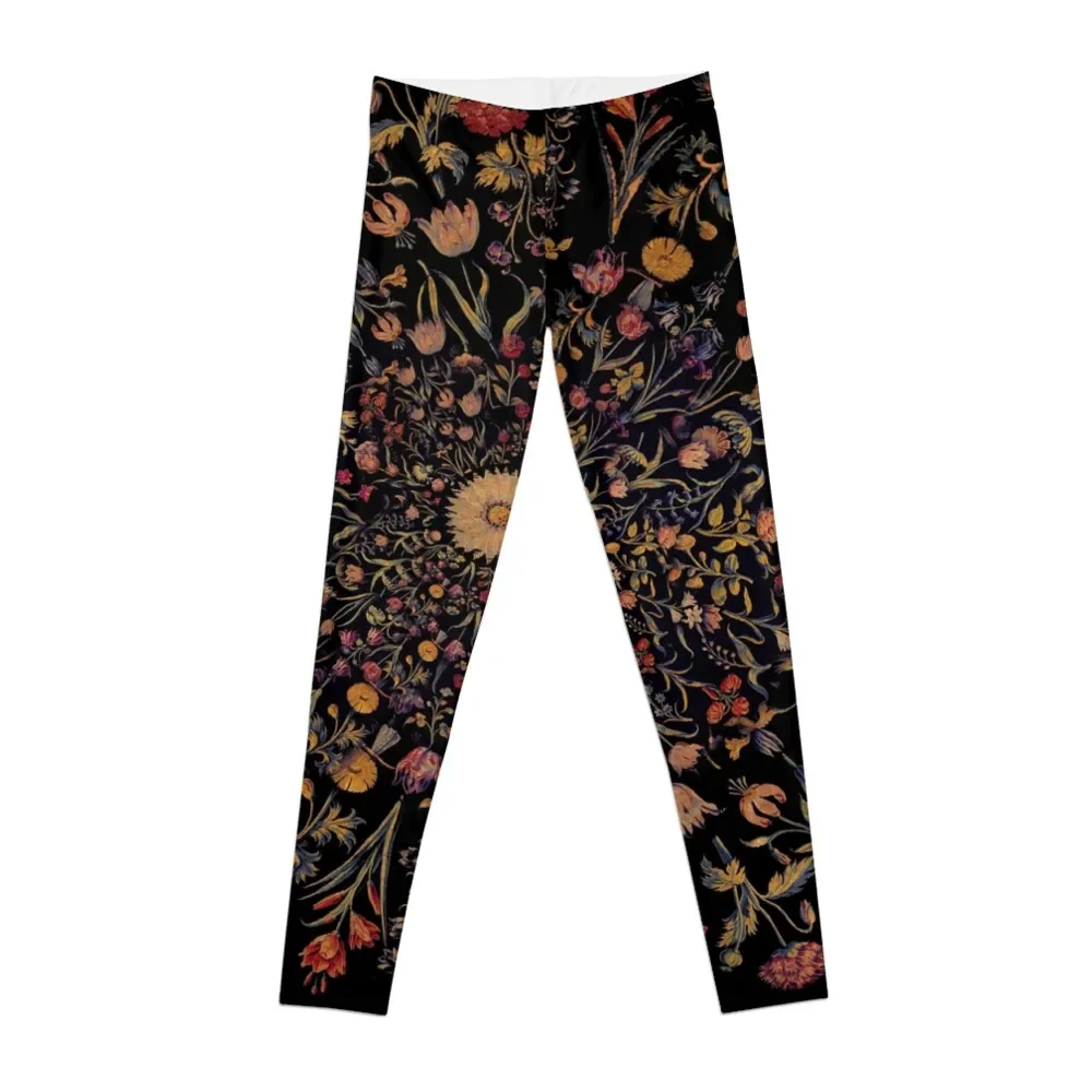 

Medieval Flowers on Black Leggings sports shirts gym Women's high waist sporty woman gym Womens Leggings