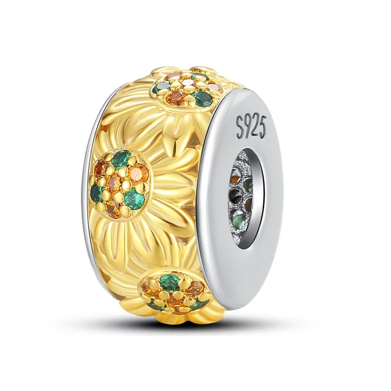 

925 silver sunflower K gold string decoration, suitable for personalized design of jewelry chains, as a gift for women