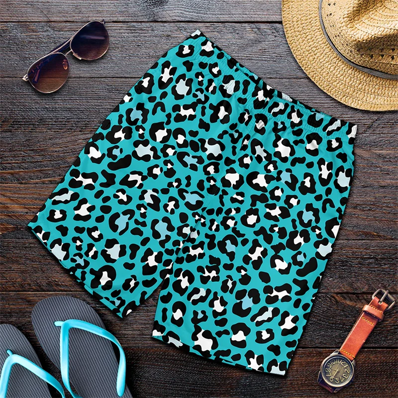 Pantalones cortos clásicos Harajuku de verano con estampado de leopardo en 3D para hombre, bañadores informales Unisex para playa, pantalones cortos de surf de secado rápido