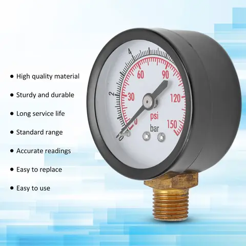 압력 게이지 G1/4인치 연결 표준 범위 수직 압력계 합금강 및 황동 실험실 측정용