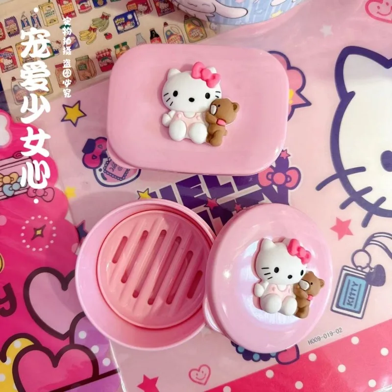 

Sanrio My Melody Cinnamon Roll Pacha Dog Creative Girly Heart Hello Kitty Home Portable Travel Sealed Soap Box Gift with Drain