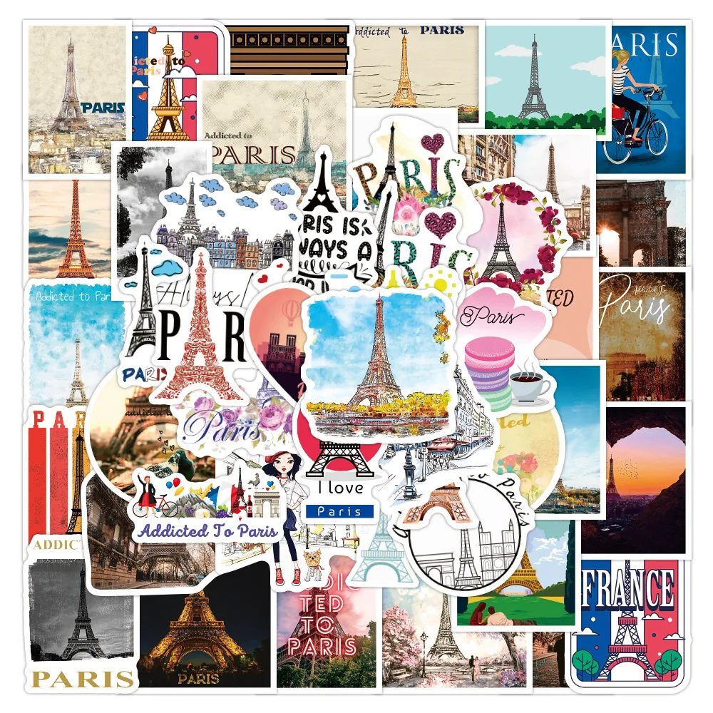 10/30/50pcs Paris Charming Landscape Travelling Style London Stickers Aesthetic Decorative Decal DIY Suitcase Phone Notebook Toy