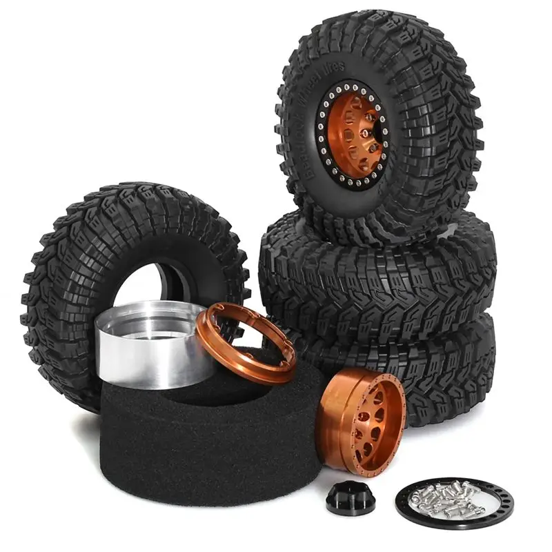 AS96-4PCS 1.9 Metal Beadlock Tires Claw Mud Terrain Wheel Tires For FCX10 Axial SCX10 Pro SCX10 UTB18 TRX4