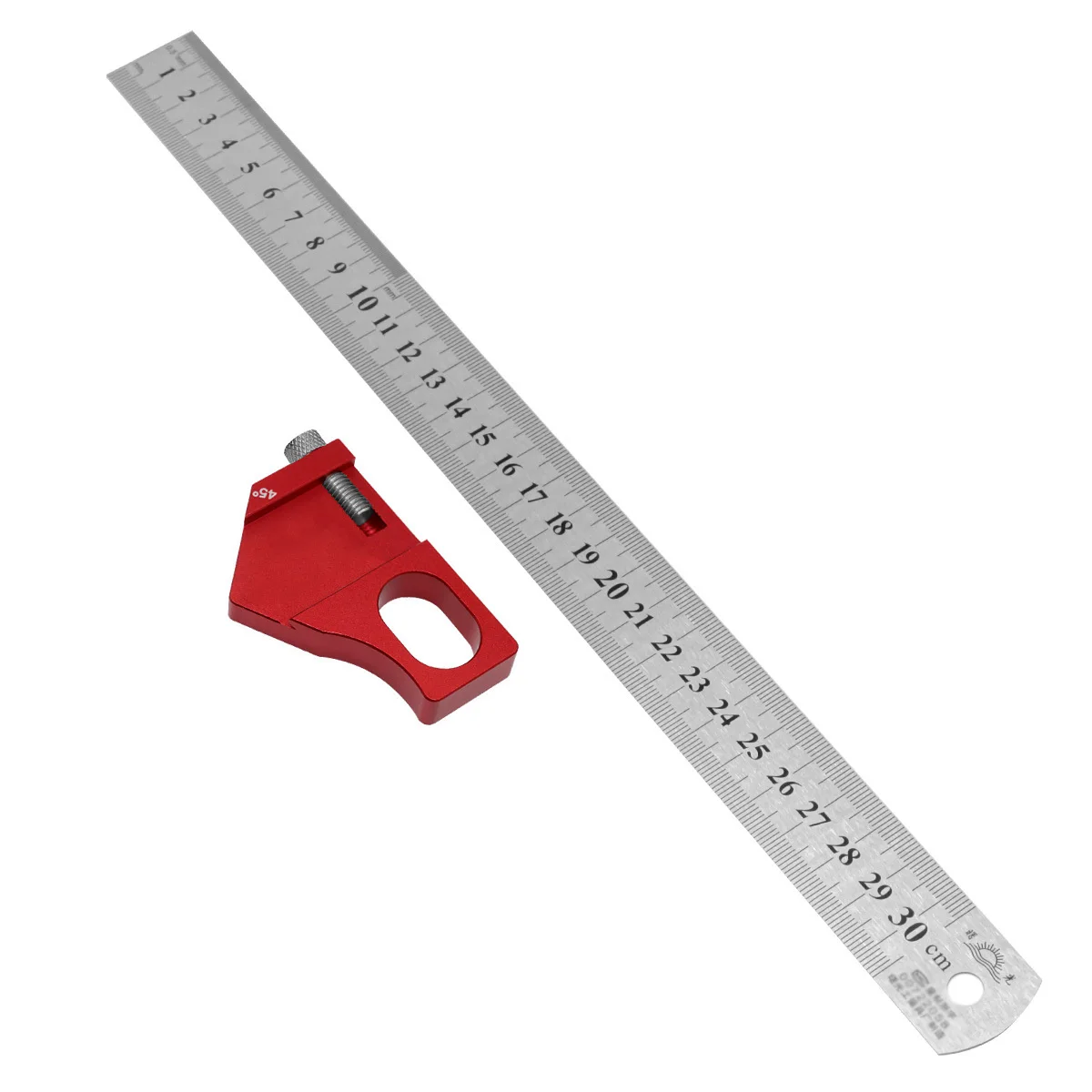 Holzbearbeitungs-Positionierblock 45/90 Grad, Anschlag aus Aluminiumlegierungsstahl, 3 mm Stahlmaßstab als feste Begrenzungshilfe für präzise Messungen – Detail 4