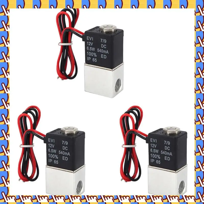 

A79I 3X DC12V электромагнитный клапан 1/4 дюйма 2-ходовой нормально закрытый пневматические клапаны прямого действия для воды, воздуха, газа