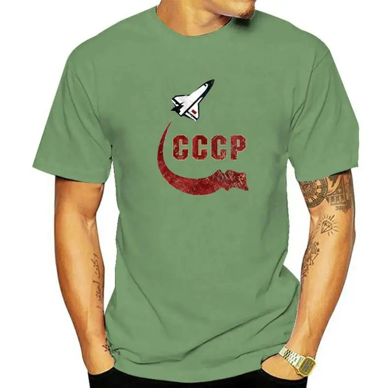 Fighter T-shirt Men Beige T Shirt CCCP Tops C C C P Tees Retro Design Space Program Tshirt Adult Russia Streetwear Wholesale