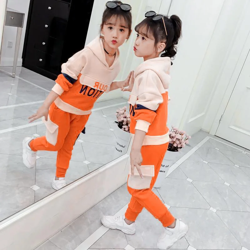 Set di abbigliamento per ragazze Top con cappuccio + pantaloni 2 pezzi primavera autunno Set per bambini abbigliamento per ragazze adolescenti abiti