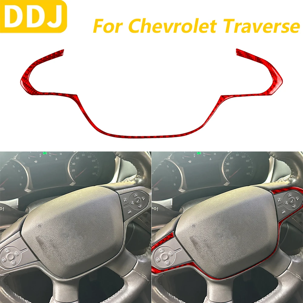 

Для Chevrolet Traverse RS LT 2018-2023 красный углеродное волокно кнопка рулевого колеса рамка панель отделка автомобильные аксессуары наклейка
