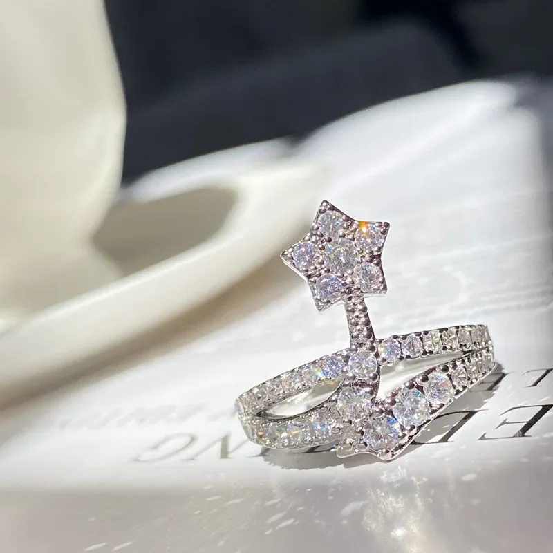 MDLFES Moiss..n الماس نمط كلاسيكي نيزك على طراز البوب مجموعة صغيرة من الزركونيوم الماس نجمة خماسية مشرقة