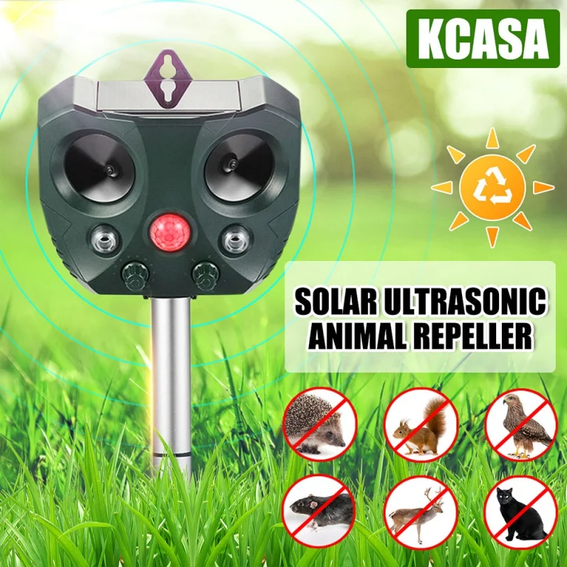 

Ultrasonic Cat Dog Repellant Waterproof Solar Powered Infrared Animal Deterrent LED Light Alarm For Orchard/Vegetable Garden