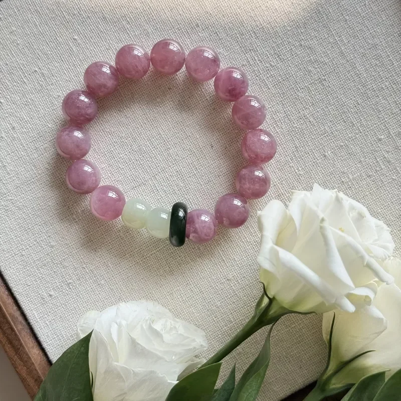 Natural purple horse powder crystal bracelet, women's hibiscus stone bracelet, new Chinese single circle powder crystal trick