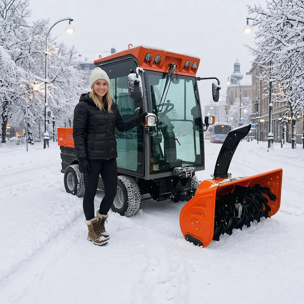 4WD140 Ride-on Snow Blower 25HP 4-Wheel Drive Multifunction Snow Sweeper Plow Thrower with Cruise Control & CVT System