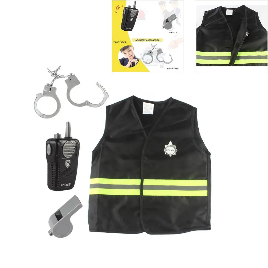 Set di costumi Cosplay per agenti di polizia per bambini Set di abbigliamento fantasia per feste Set da giorno per bambini Set di uniformi da poliziotto per ragazze con accessorio