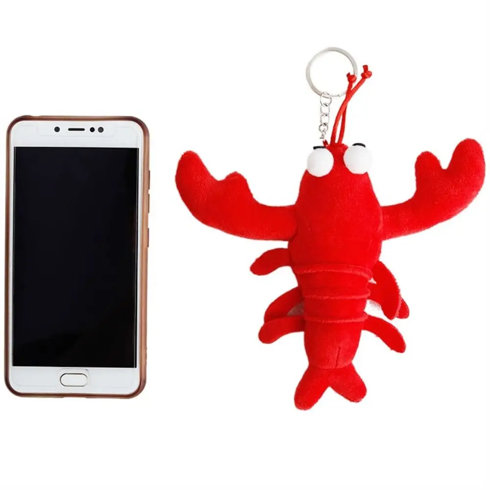 14*17cm Kawaii Red Lobster Stuffed Animal Crayfish Car Key Accessories Stuffed Keychain Plush Toy Keychains Keyring Bag Pendant