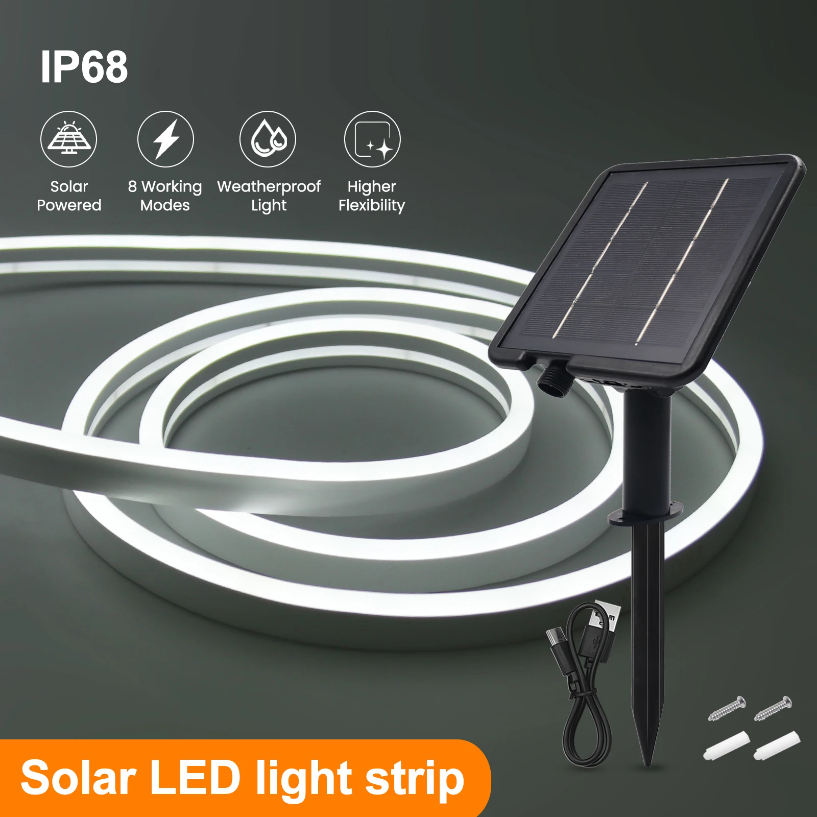 24V Neon Light Solar LED Strip 3M 5M 10M Waterproof Rope Silicone Tube Neon Sign Flexible Lamp Home Decoration White Warm