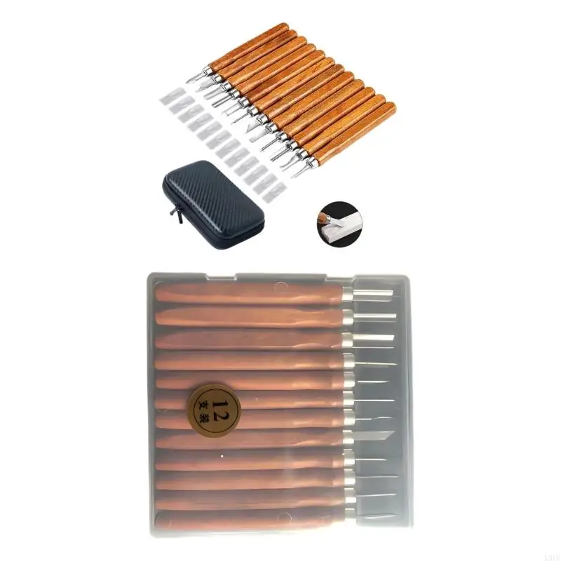

X9FA Craft Cutter Set with Wooden Handles for Woodworking Projects Steel Cutter