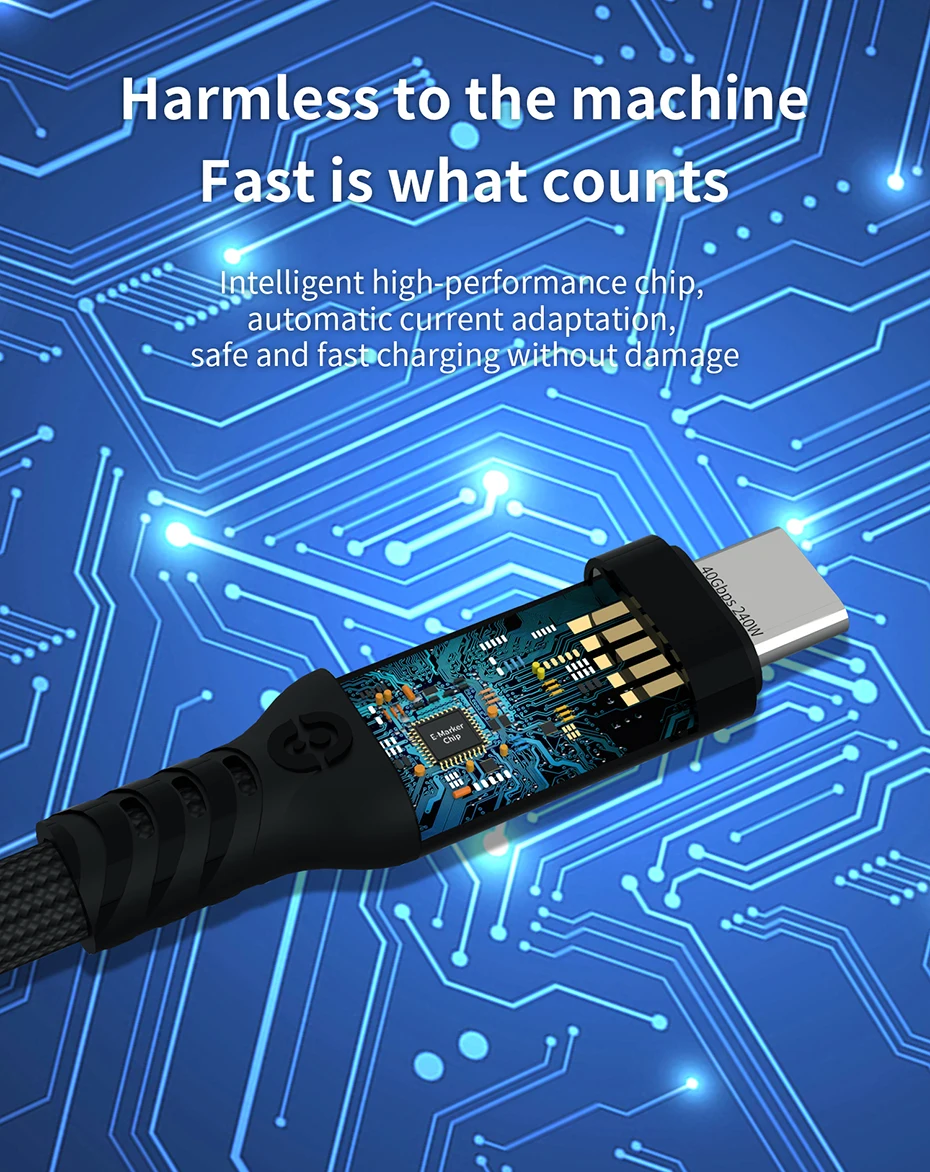 UGOURD Thunderbolt 4 USB4-Kabel 40 Gbit/s Thunderbolt3 0,2 m-2 m 3 m Typ-C-Schnellladekabel 240 W Datenübertragung USB C für Laptop SSD – Detail 9