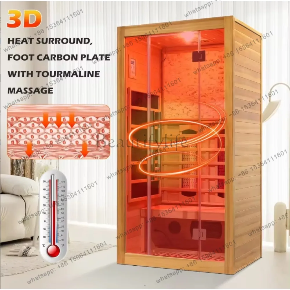Full Spectrum Infrared Sauna 1-2 Person, Canadian Cedar Wood Far Infrared Home Sauna with
