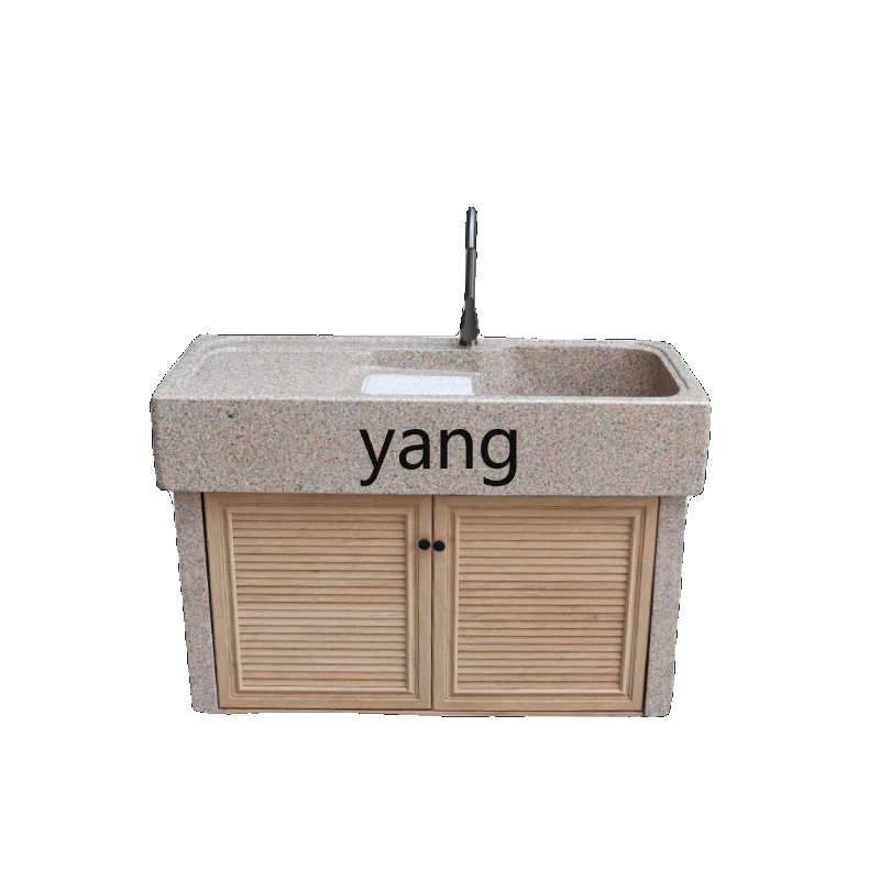 

CX Natural Marble Material Laundry Tub with Washboard Balcony Courtyard Pool Inter-Platform Basin Outdoor Integrated Sink