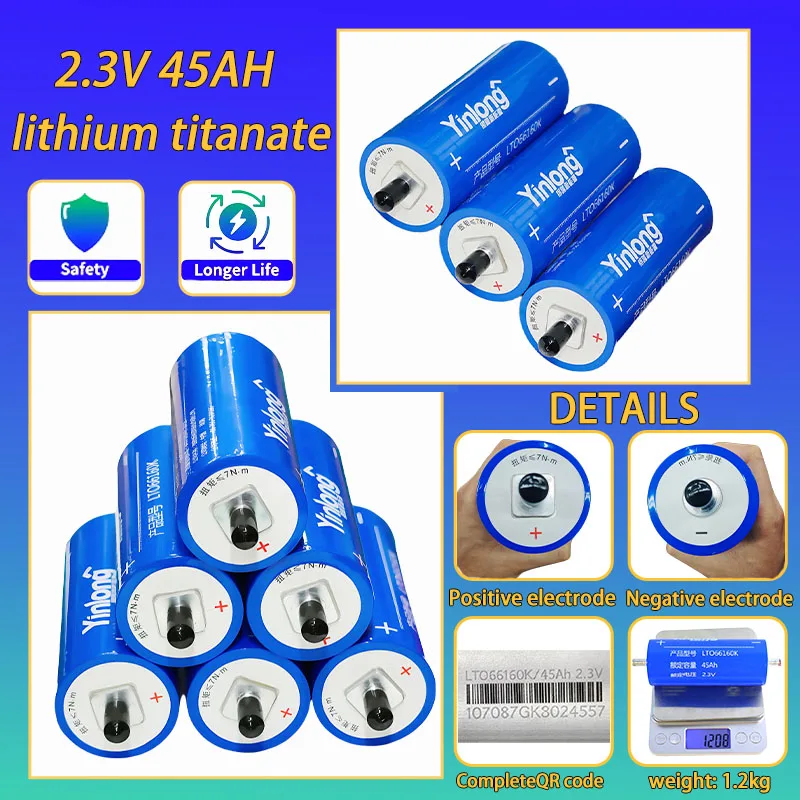 الاتحاد الأوروبي شحنة جديدة Yinlong lto 2.3 فولت 45ah بطارية ليثيوم تيتانات A-الصف 66160 لتقوم بها بنفسك 12 فولت 24 فولت 48 فولت RV مكبر صوت يعمل بالطاقة الشمسية بطارية السيارة لا ضريبة #4