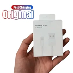 Szybkie ładowanie oryginalnego kabla USB do iPhone'a 14 8 7 6S Plus 13 12 11 Pro XS Max XR X oświetlenie do kabla USB do ładowarki danych z pudełkiem