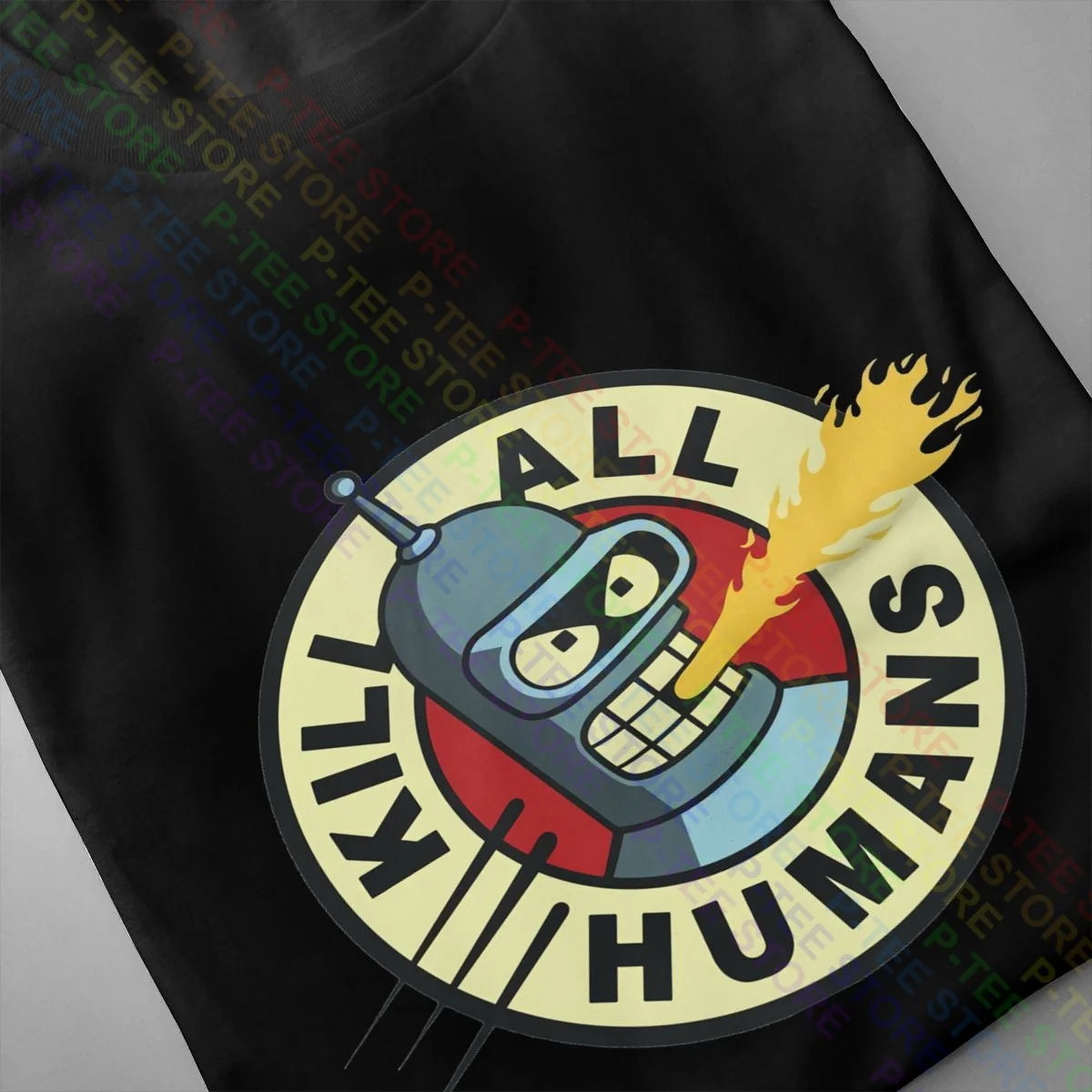 Kill All Humans Bender Robot Beer Movie Tv Poster Art Uk Shirt T-shirt Rare Vintage Tee