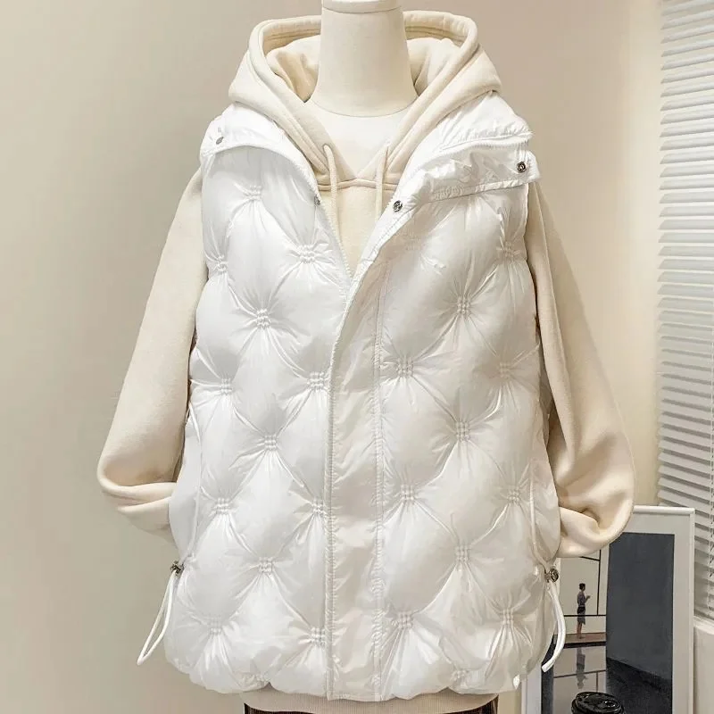 

New Autumn/Winter Stand-up Collar Down Cotton Vest Women Sleeveless Jacket Waistcoat Coat Comfortable Female Tank Top Jacket