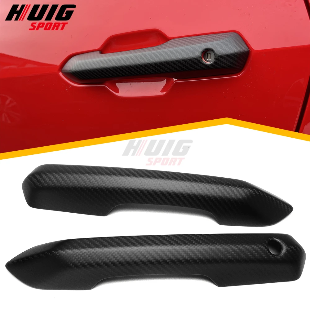 

Carbon Fiber Exterior Car Door Door Handle Grab Cover Sticker Trim Accessories For Ford Mustang GT S650 Dark Horse 2024 2025