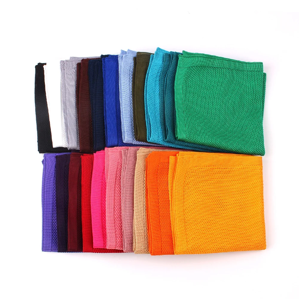 Sólida Malha Bolso Quadrado Para Homens Ternos De Malha Hanky Mens Lenços Terno Casual Quadrado Lenço Toalhas Para O Partido Lenços