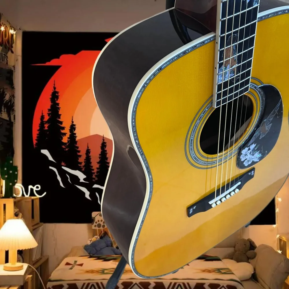 Hot sale 2015 D41 Emperor Bird Acoustic Guitar Solid Top Mountain Laurel Inlaid Ablone Shell Neck Flower and Bird Neck
