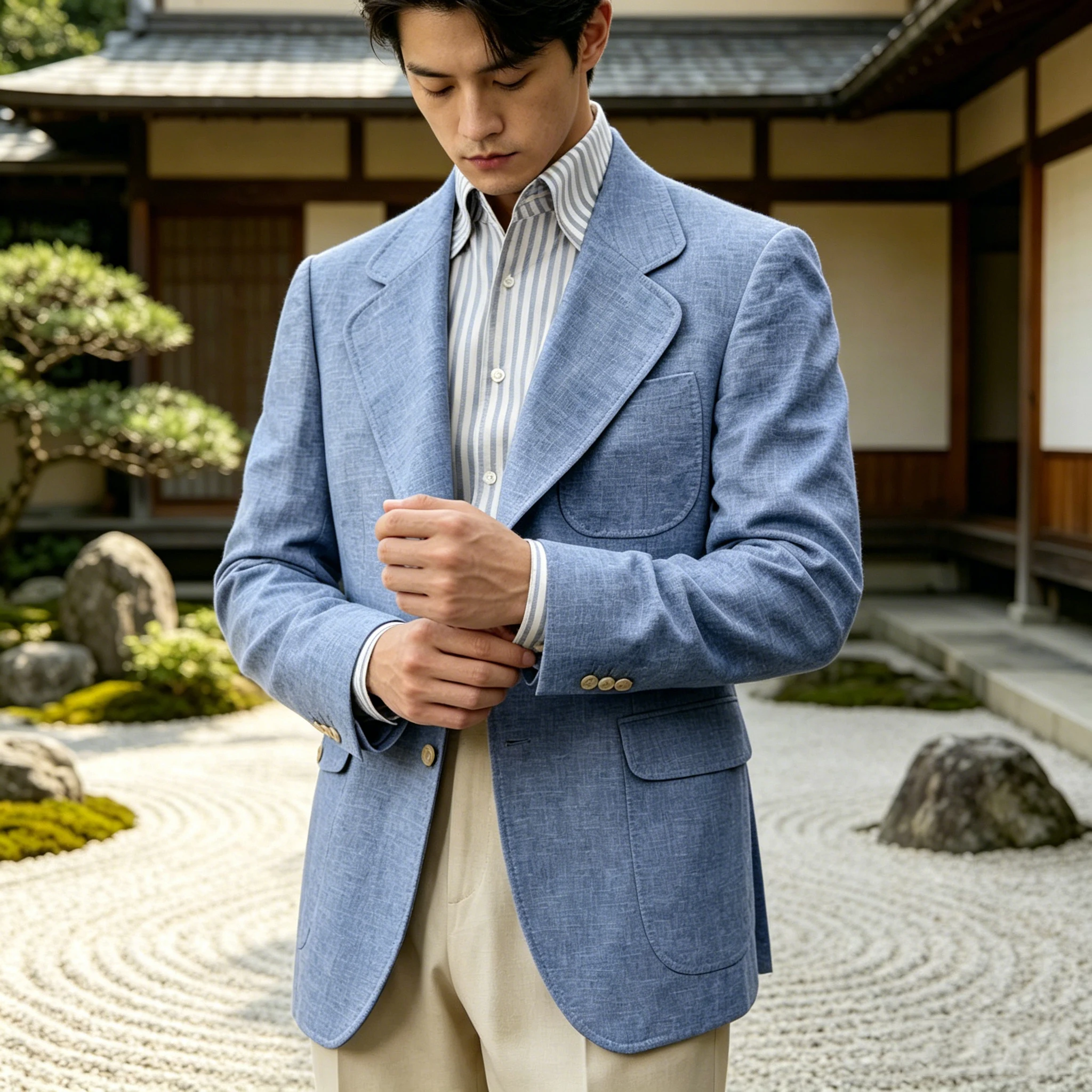 Men's Linen Blazer Casual Business Suit Jacket Single Breasted Notch Lapel Sport Coat Breathable Summer Wear for Wedding Party image 3