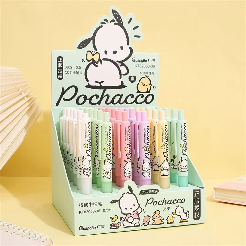 

36pcs/lot Sanrio Kawaii Pochacco Press Gel Pens For Writng Cute 0.5mm Black Ink Neutral Pen Office School Supplies