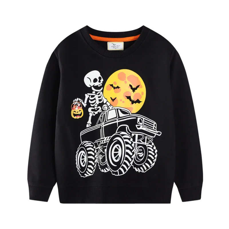 

Jumping Meters 2-7T Halloween Boys Girls Sweatshirts Children's Cotton Skull Clothes Shirts Kids Clothes Long Sleeve Autumn Tops