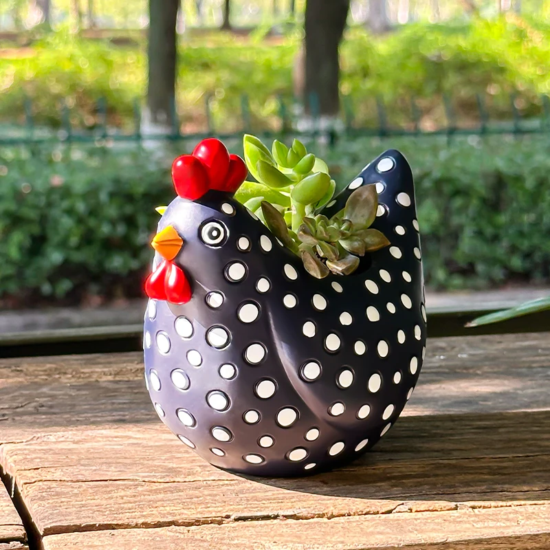 กระถางต้นไม้ลายการ์ตูนไก่ตลกๆ ของมินิโซ กระถางต้นไม้รูปไก่ตัวผู้น่ารัก สำหรับตกแต่งสวน ลานบ้าน และฟาร์ม