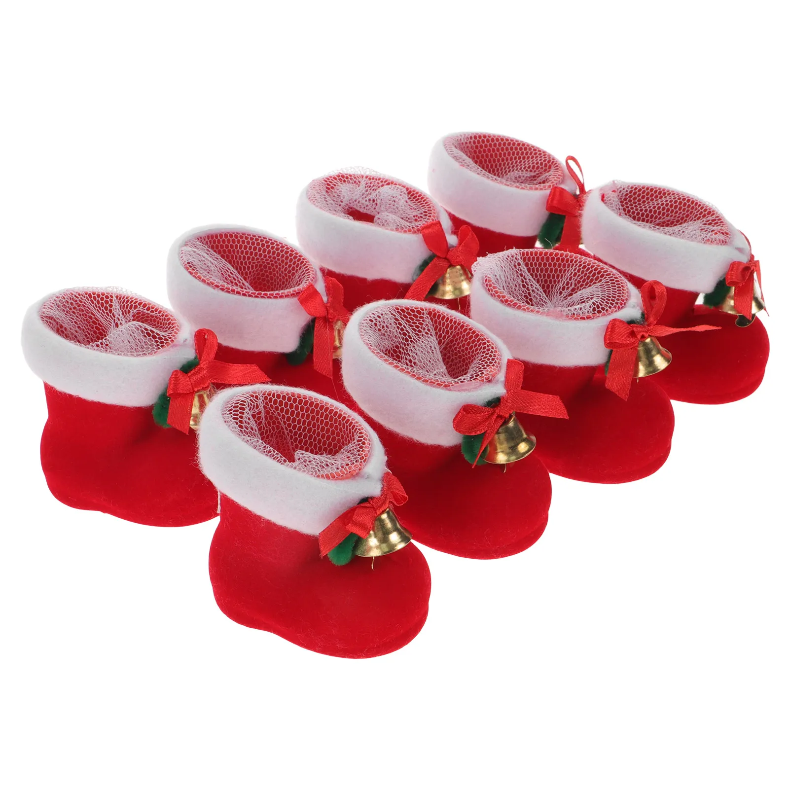 

8 Pcs Flocking Candy Boots for Christmas Gifts Soft Stocking Decorations Kids Sweets Shoes Holiday Party