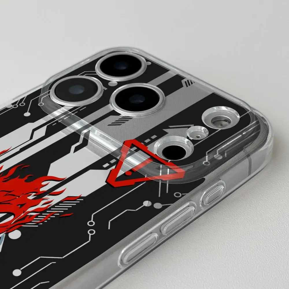 حافظة هاتف لهاتف سامسونج S25 24 23 22 Ultra Plus لامعة عالية الدقة بفتحة رفيعة غطاء شفاف Cyberpunks Samurai