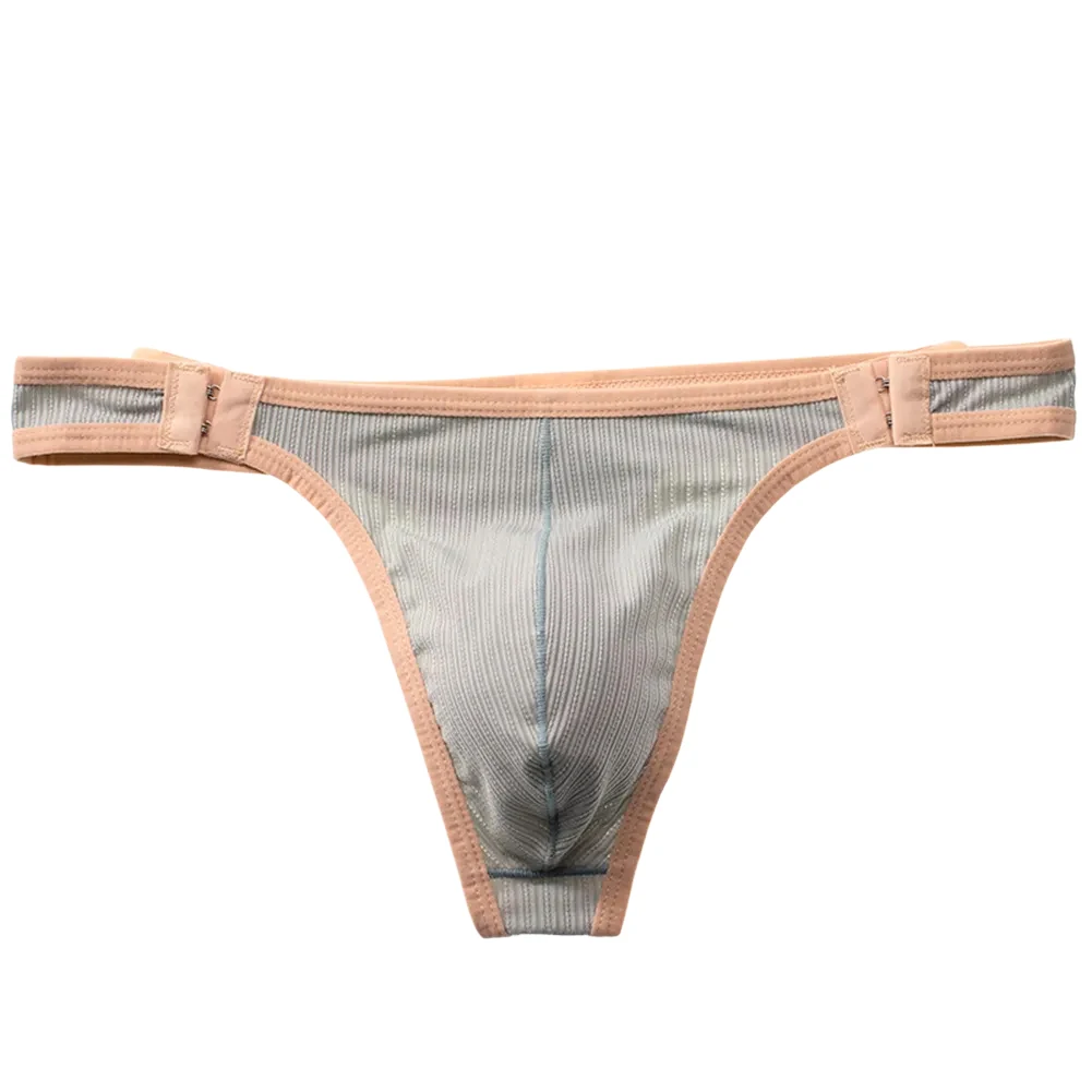 

Men Quick-Dry Narrow-edged Lingerie G-strings Adjustable Button Femboy Bulge Pouch Thongs Low Rise Underwear Male Sexy Panties