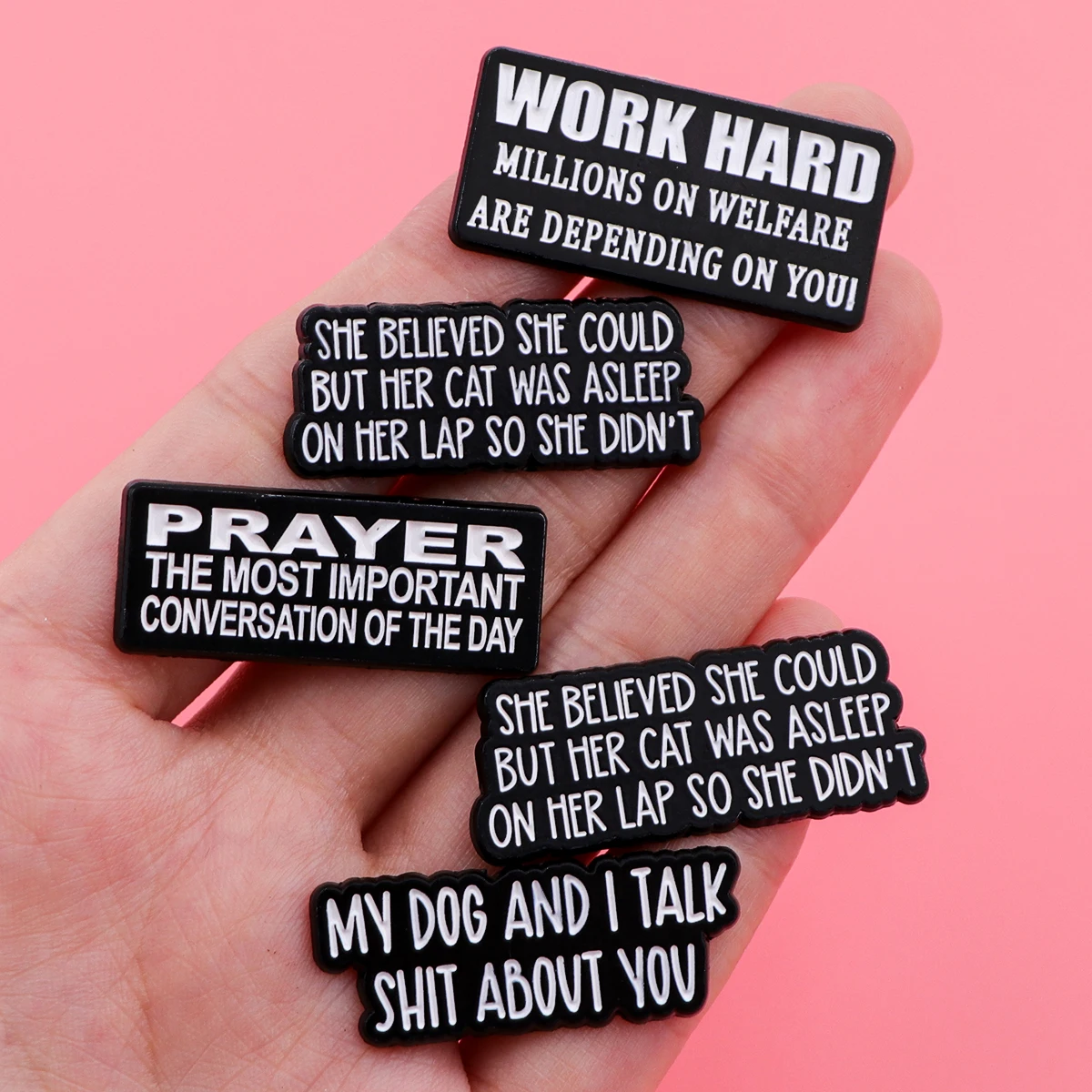 Funny Quotes Enamel Pin 'WORK HARD' Brooches For Women Collar Lapel Pin Backpack Bags Badges Unique Gifts Clothing Accessories