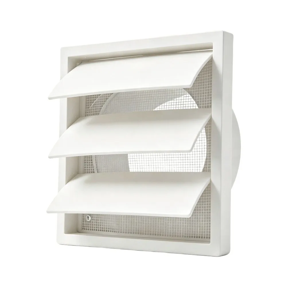 Ventilation Grille Cover with Gravity Closing Louvers for Garage Wall Attic Exterior Use Plastic White 140mm 175mm 228mm