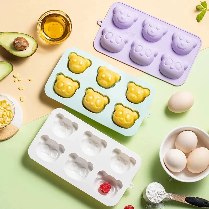 Food Grade Silicone Bear Mold 6 Cavity Non-Stick Baking Molds for Cake Muffin  Food Ice Cube Chocolate Reusable Kitchen Gadget - view 5