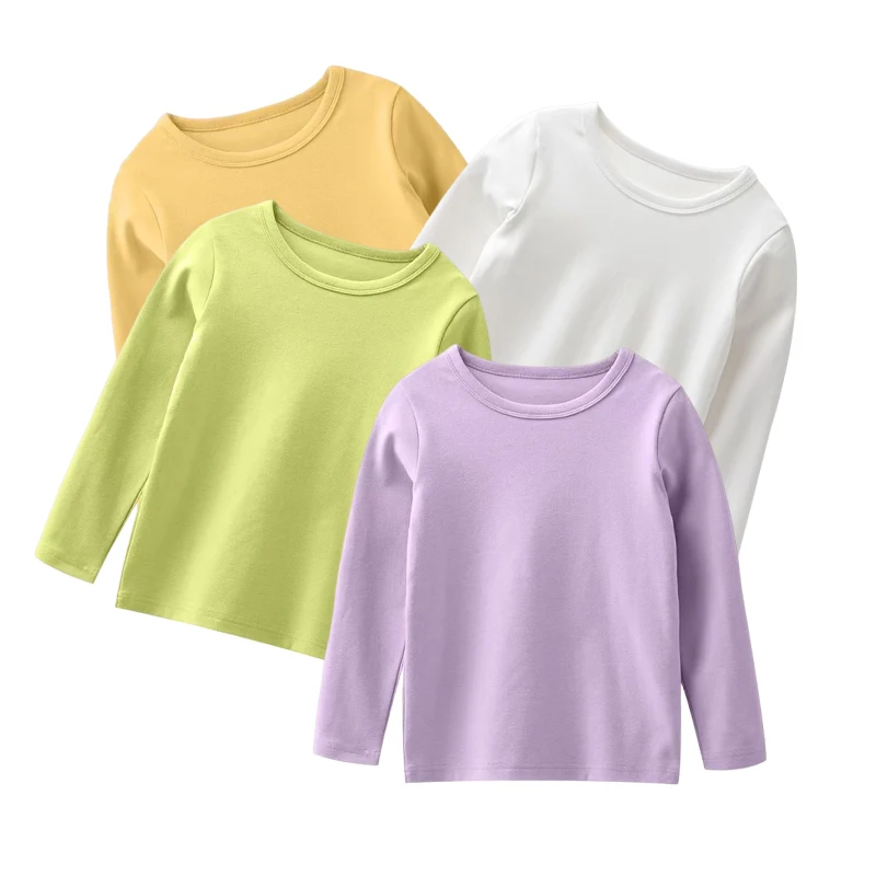 

8 Colours Children Cotton T-shirt Autumn Spring Boys Girls Tees Long Sleeve White Shirt Kids Tops Baby Clothes Solid Warm Tshirt