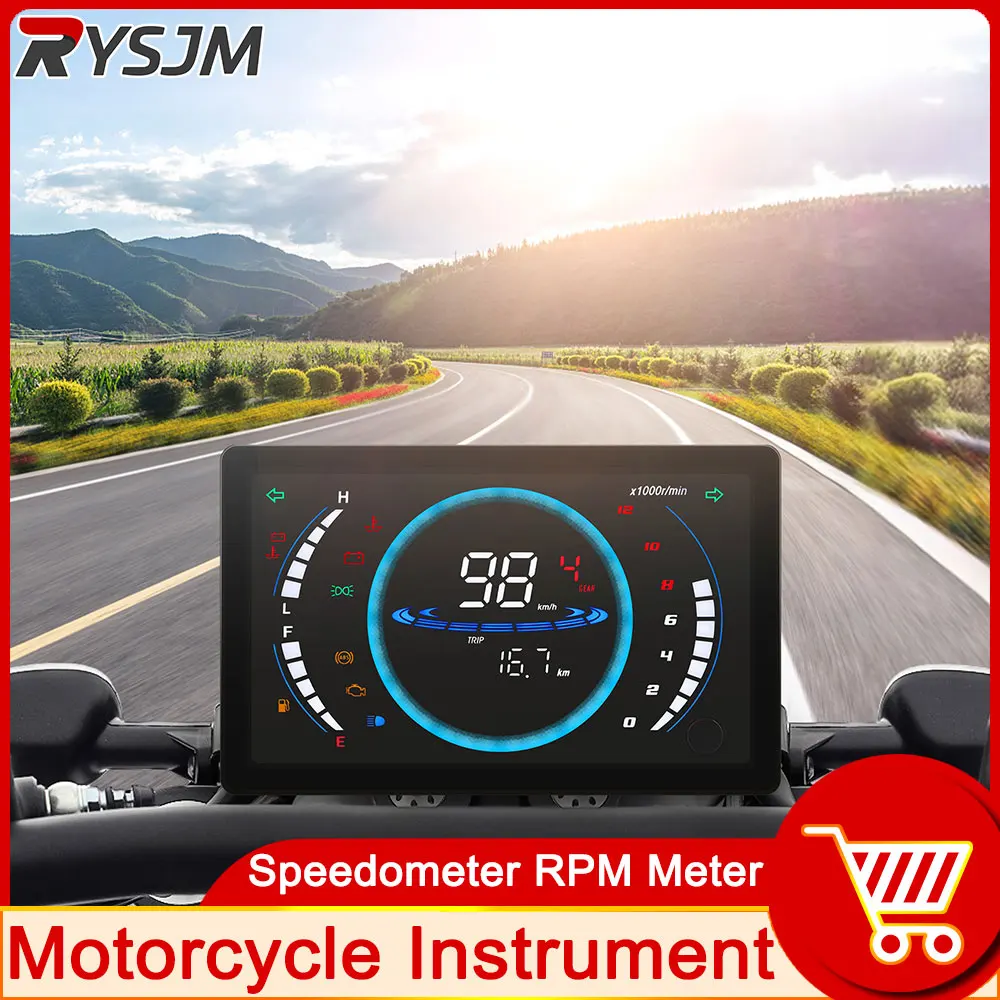 Universal Digital Meter Speedometer Motorcycle Tachometer RPM Water Temperature Fuel Level Gauge For Single Cylinder Engines