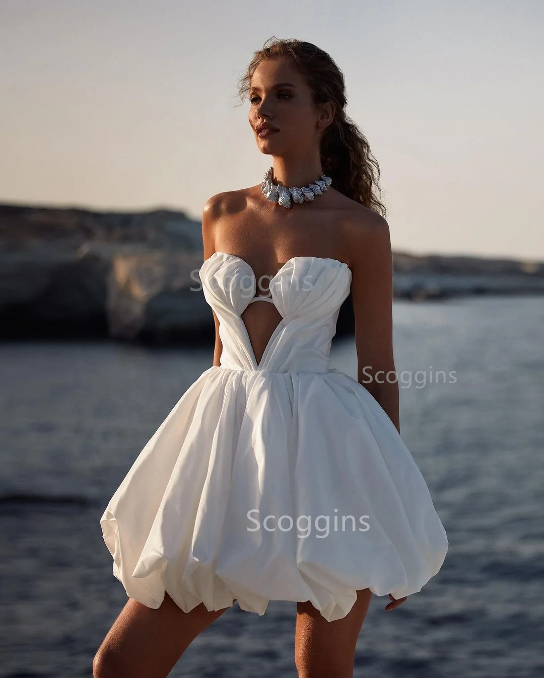 Mini Wedding Dresses Sleeveless Lace Up Back Simple Short Vestidos De Novia Sexy Sweetheart Pleats A Line Hollow Bridal Gowns