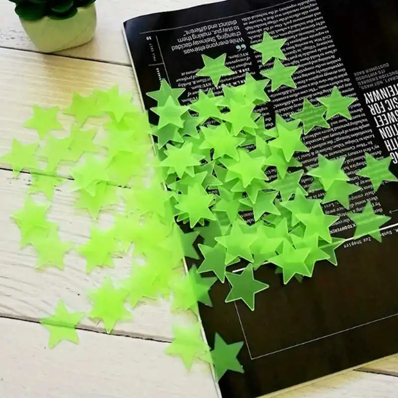100Pcs Luminous Stickers Stars Wall Stickers Bedroom Luminous Stickers Fluorescent Three-dimensional Wall Stickers image 5